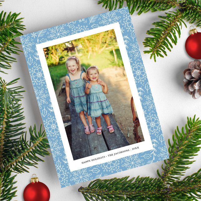 Winter Snowflake Doodles, Photo Collage, Happy  Holiday Card (Creator Uploaded)