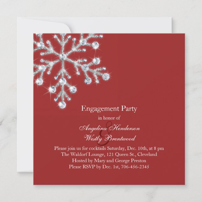 Winter Snowflake Engagement Party Invitation (Front)