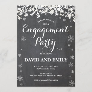 Winter Snowflake Engagement Party Invitation