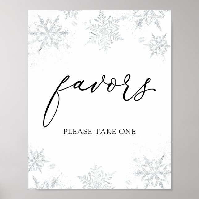 Winter Snowflake Favors Sign (Front)