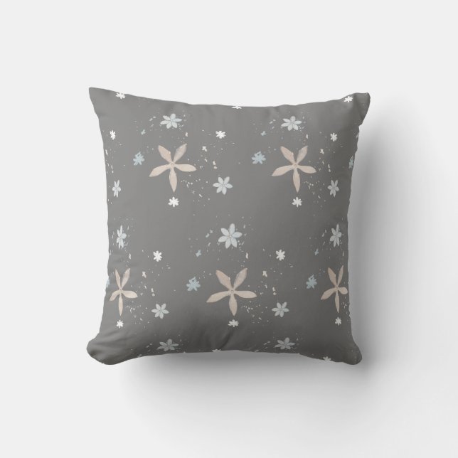 Winter Snowflake Flowers Cushion (Front)