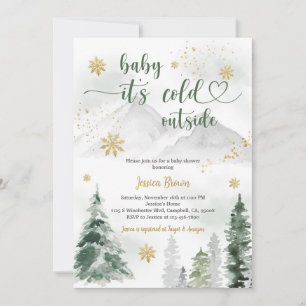 Winter Snowflake Forest Baby Shower Invitation