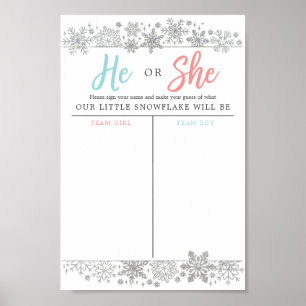 Winter Snowflake Gender Reveal Voting Sign