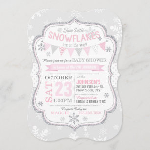 Winter Snowflake Glitter Baby Shower Invitation