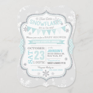 Winter Snowflake Glitter Baby Shower Invitation