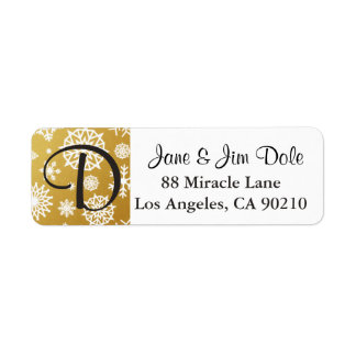 Winter Snowflake Gold Christmas Monogram labels 2