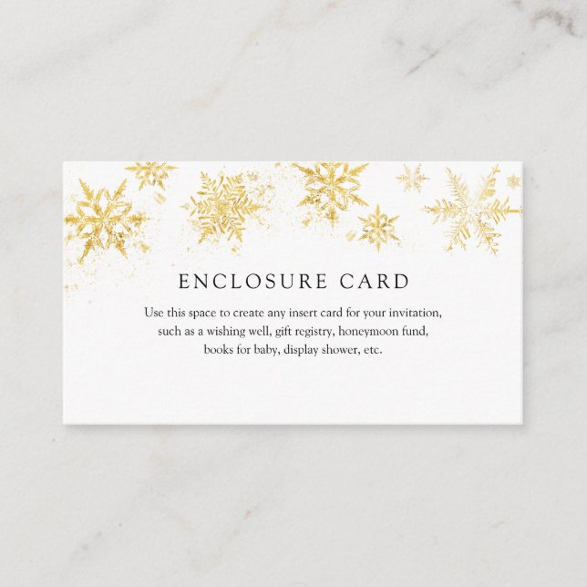 Winter Snowflake Gold Enclosure Card (Front)