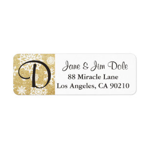 Winter Snowflake Gold Glitter Black Monogram l
