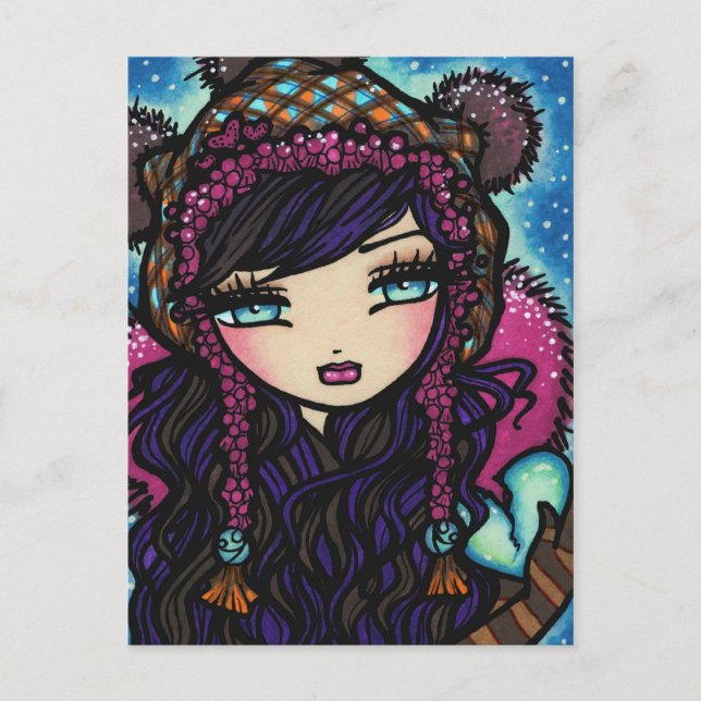 Winter Snowflake Heart of Ice Girl Art Postcard (Front)