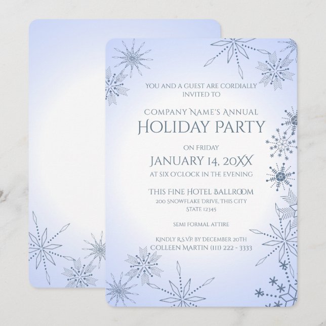 Winter Snowflake Holiday Party Invitation (Front/Back)