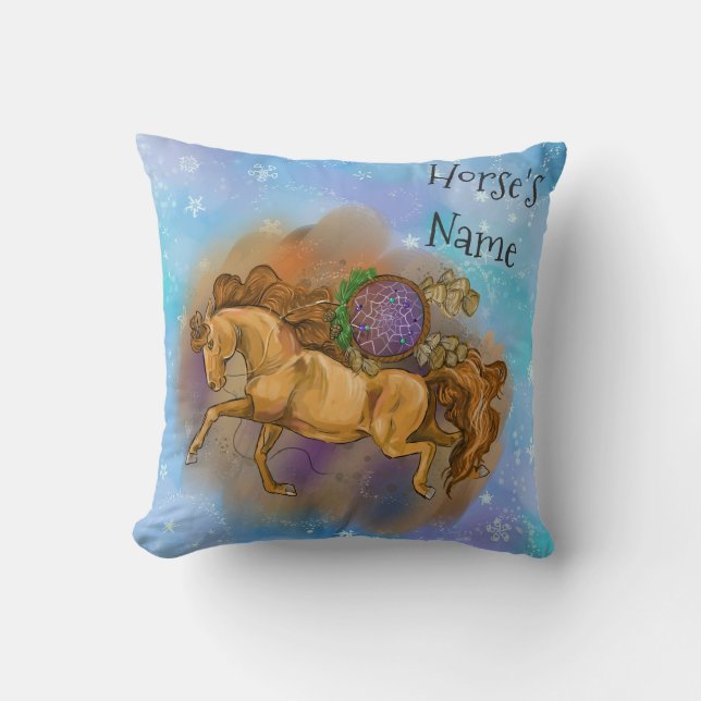 Winter Snowflake Horse Dreamcatcher Cushion (Front)
