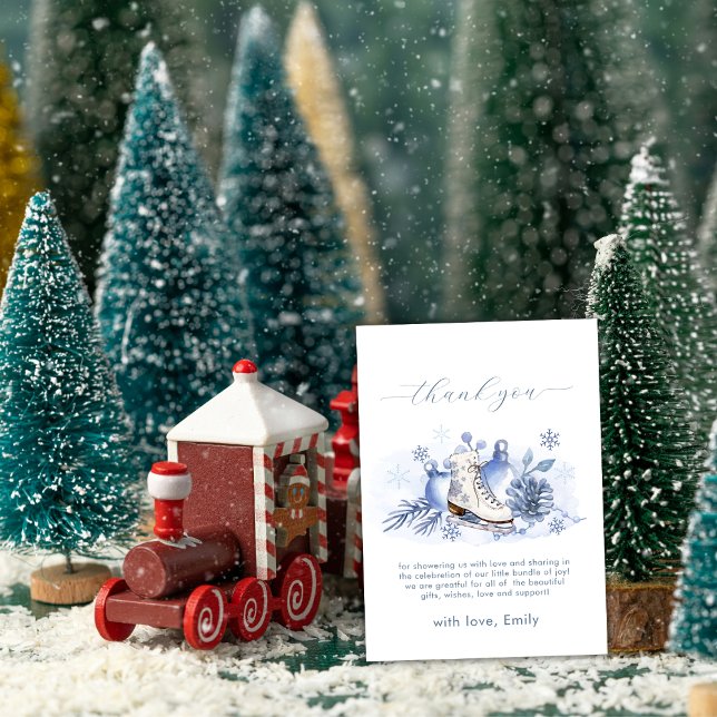 Winter Snowflake Ice Skate Baby Shower Thank You Card (Winter Snowflake Ice Skate Baby Shower Thank You Card)