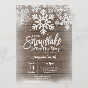 Winter snowflake is on the way baby shower invitation