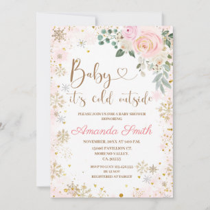 Winter Snowflake It's Cold Outside Baby Shower Invitation