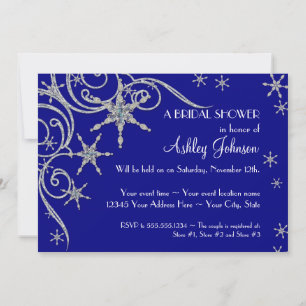 Winter Snowflake Jewels Bling Swirl Shower Invites