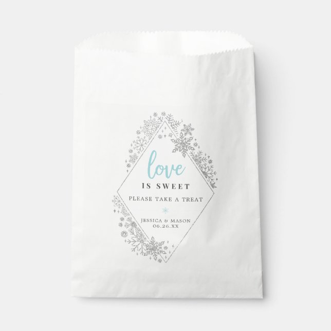 Winter Snowflake Love is Sweet Favours Bag (Front)