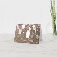 Winter Snowflake Mason Jar Pink Burlap