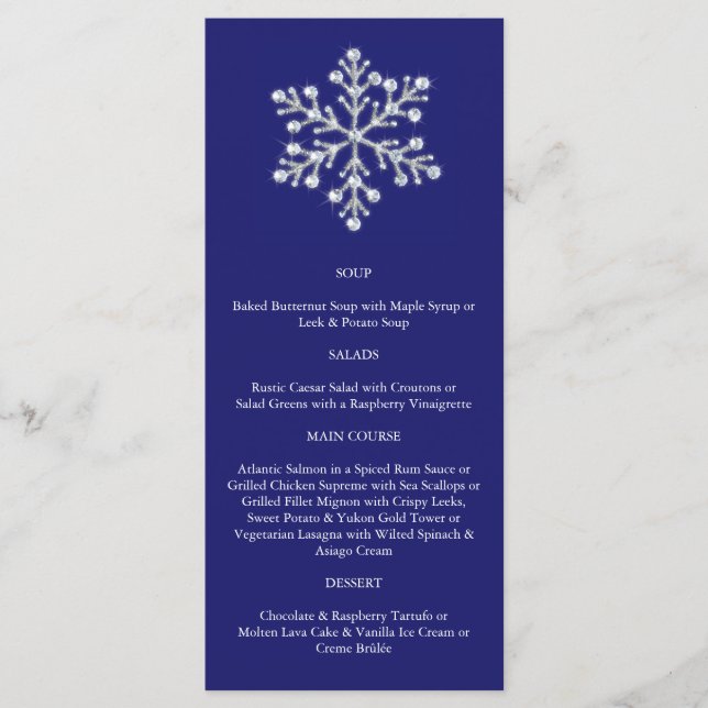 Winter Snowflake Menu (blue) (Front)