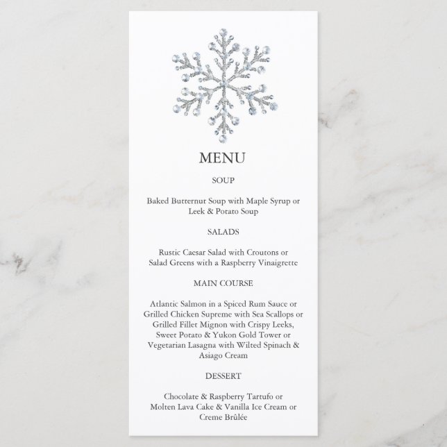 Winter Snowflake Menu (white) (Front)