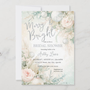 Winter snowflake, Merry and bright bridal shower Invitation