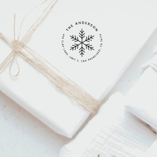 Winter Snowflake Modern Round Return Address Self-inking Stamp