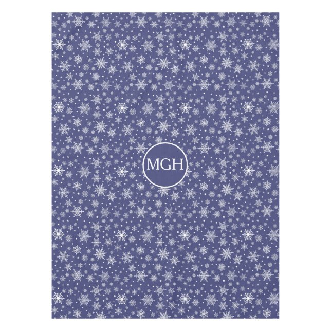 Winter Snowflake Monogram Tablecloth (Front)