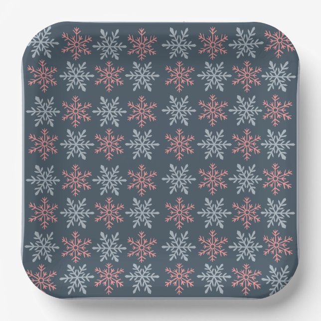Winter Snowflake Paper Plate (Front)