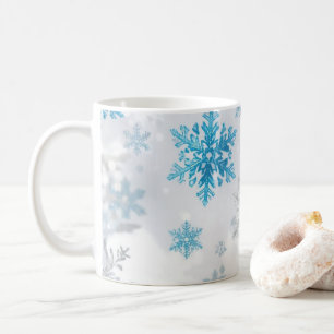 Winter Snowflake Pattern Blue and White Coffee Mug