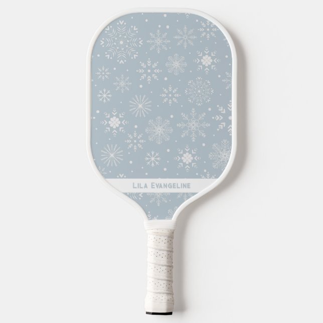 Winter Snowflake Pattern Custom Name Pickleball Paddle (Back)