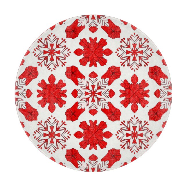 Winter Snowflake Pattern For Holiday Home Cutting Board (Front)