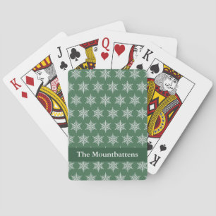 Winter Snowflake Personalised Forest Green  Playing Cards