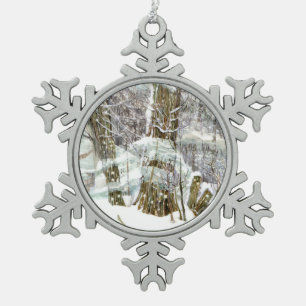 Winter Snowflake Pewter Christmas Ornament