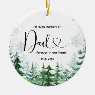 Winter Snowflake Pine Tree In Loving Memory of Dad Ceramic Tree Decoration
