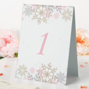 Winter Snowflake Pink and Gold Baby Shower Table N