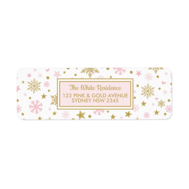 Winter Snowflake Pink Gold Birthday Shower Holiday (Front)