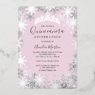 Winter Snowflake Pink Silver Quinceanera