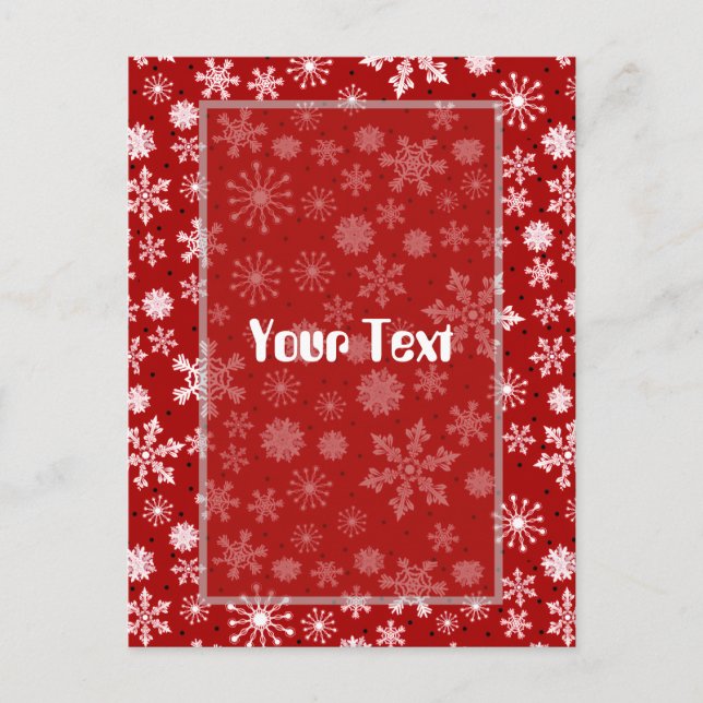 Winter Snowflake Red Holiday Postcard (Front)