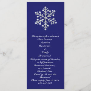 Winter Snowflake Rehearsal Dinner indigo Invitation
