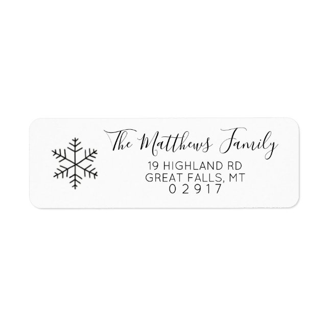 Winter Snowflake Return Address Label Sticker (Front)