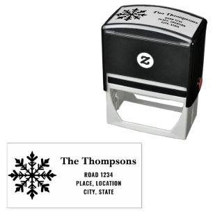 Winter Snowflake Silhouette With Custom Address Self-inking Stamp