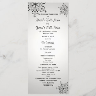 Winter Snowflake Silver Grey Wedding Program Programme