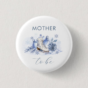 Winter Snowflake Skate Mother To Be Baby Shower 3 Cm Round Badge