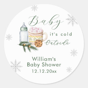Winter Snowflake S'more Cookie Baby Shower  Classic Round Sticker