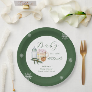 Winter Snowflake S'more Cookie Baby Shower Paper Plate