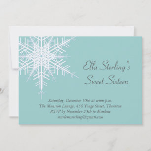 Winter Snowflake Sweet Sixteen Birthday Invitation