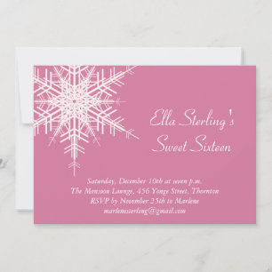 Winter Snowflake Sweet Sixteen Birthday Invitation