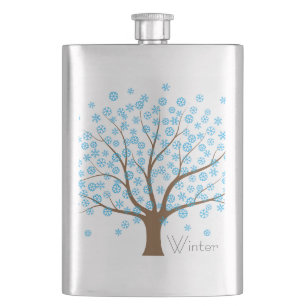 Winter Snowflake Tree Hip Flask