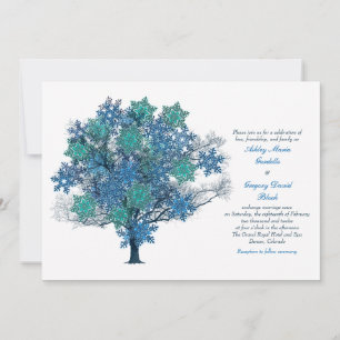 Winter Snowflake Tree Wedding Invitation