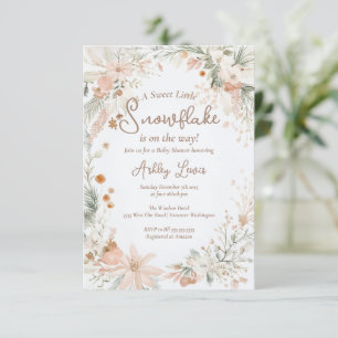 Winter Snowflake Watercolor flowers Invitation