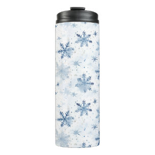 Winter snowflake watercolor pattern thermal tumbler